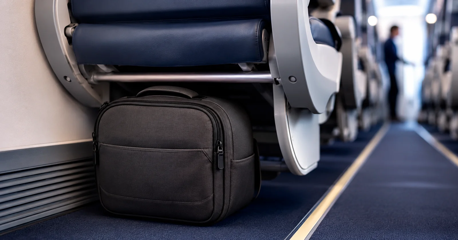 Viaja solo con mochila bajo asiento